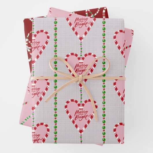 Snoepriet harten en linten cadeau wrap inpakpapier vel (In situ)