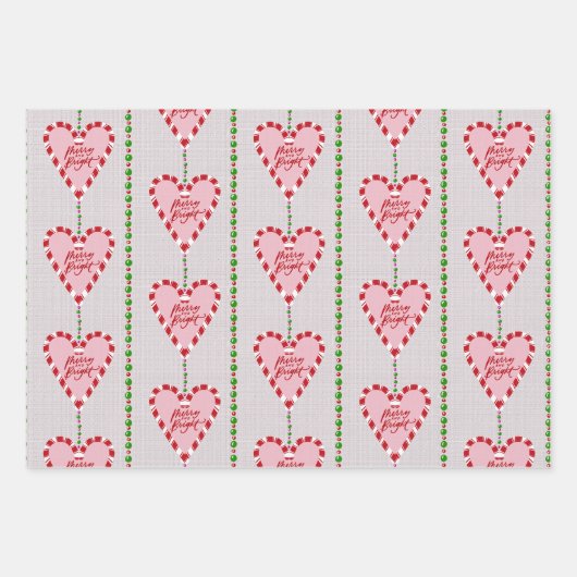 Snoepriet harten en linten cadeau wrap inpakpapier vel (Voorkant)