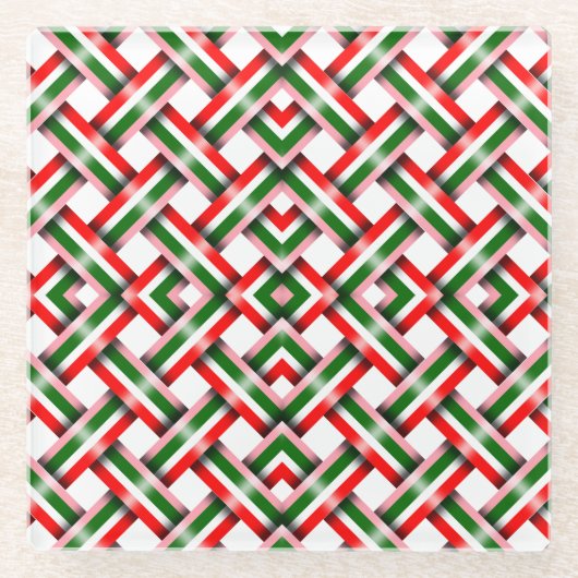 Snoepriet Kerst naadloos Flat Holiday Kaart Glazen Onderzetter (Voorkant)