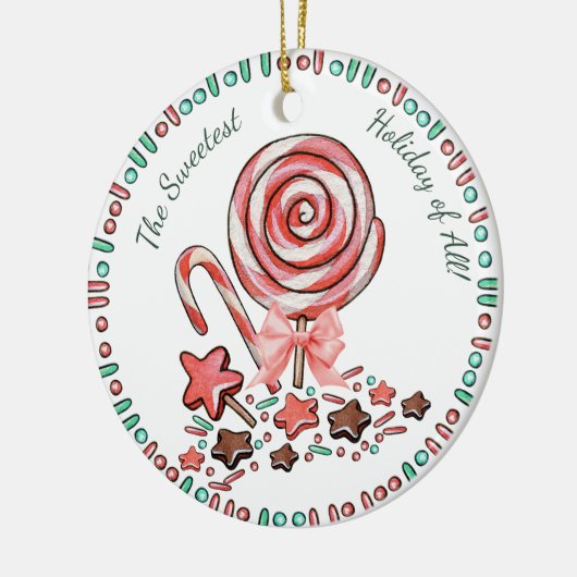 Snoepriet lolly's chocolade kerstversiering keramisch ornament (Links)