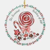 Snoepriet lolly's chocolade kerstversiering keramisch ornament (Achterkant)