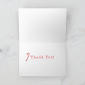 Snoepriet rode witte strepen op roze waterverf bedankkaart (Binnen)