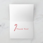 Snoepriet rode witte strepen op roze waterverf bedankkaart (Binnen)