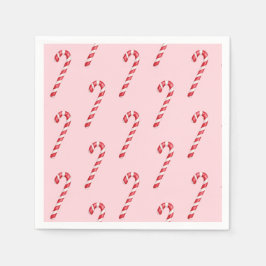 Snoepriet rode witte strepen op roze waterverf servet