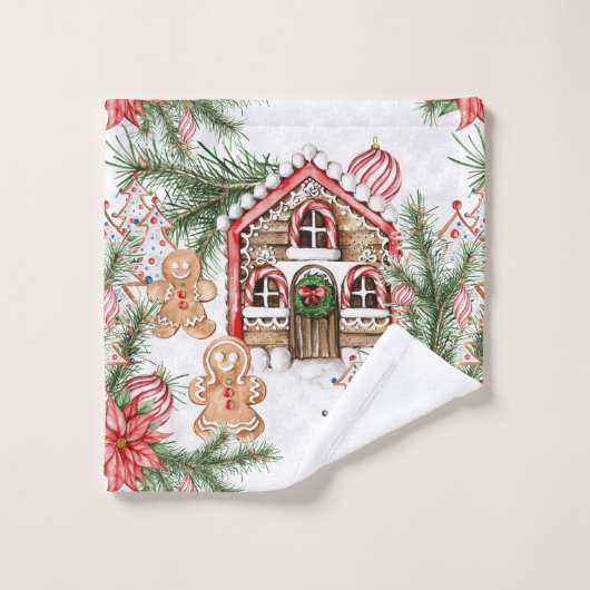 Snoeprietenhuis, poinsettia, tandenbroodman bad handdoek (Wasdoekje)