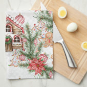 Snoeprietenhuis, poinsettia, tandenbroodman theedoek (Quarter Fold)