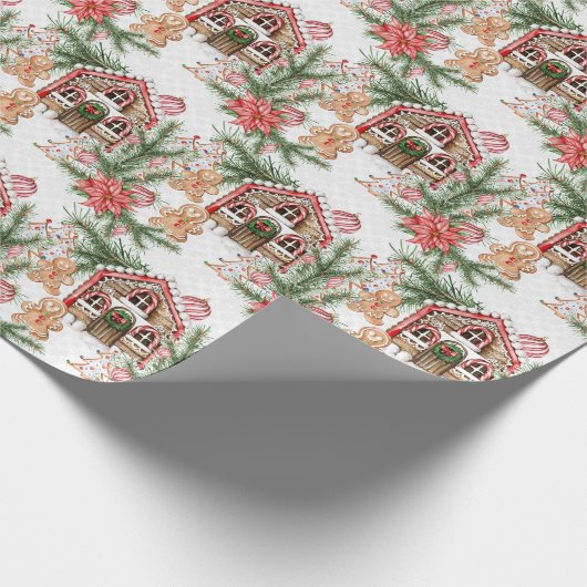 Snoeprietenhuis, tandenbrood, poinsettia cadeaupapier (Hoek)