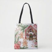 Snoeprietenhuis, tandenbrood, poinsettia tote bag (Voorkant)