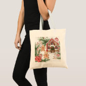 Snoeprietenhuis, tandenbrood, poinsettia tote bag (Voorkant (product))