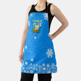Snoeprietsnoeren Holly met Snowflakes op BLUE Schort