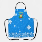 Snoeprietsnoeren Holly met Snowflakes op BLUE Schort (Voorkant)