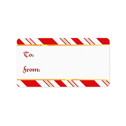 Snoeprietstrips voor snoepgoed in feestrood en wit etiket (Voorkant)