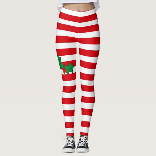 Snoeprietsuiker Holly Festive Unieke kerstfeestdag Leggings (Voorkant)