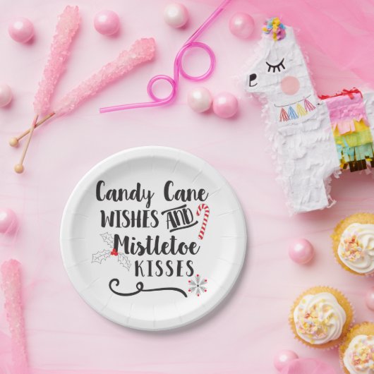 snoeprietwensen en mistletoe kisses papieren bordje (Feest)