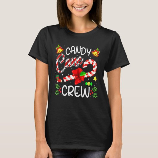 Snoepstok Crew Kerst Snoep Kerstmis T-shirt (Voorkant)