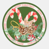 Snoepstok Kerstmis Ronde Sticker (Voorkant)