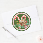 Snoepstok Kerstmis Ronde Sticker (Envelop)