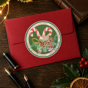 Snoepstok Kerstmis Ronde Sticker