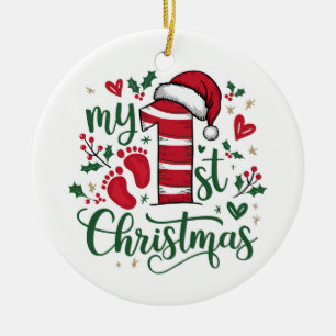 Snoepstok “Mijn 1e Kerstmis” met foto Keramisch Ornament