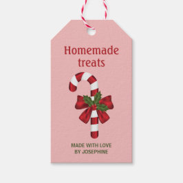 Snoepstokje Met Een Strik Op Roze - Thuisgemaakte  Cadeaulabel
