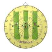 Snoepstokjes trio cartoon groenten dartbord (Voorkant)