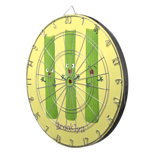 Snoepstokjes trio cartoon groenten dartbord (Voorkant Rechts)