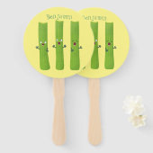 Snoepstokjes trio cartoon groenten handwaaier (Voorkant en achterkant)