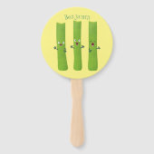 Snoepstokjes trio cartoon groenten handwaaier (Voorkant)