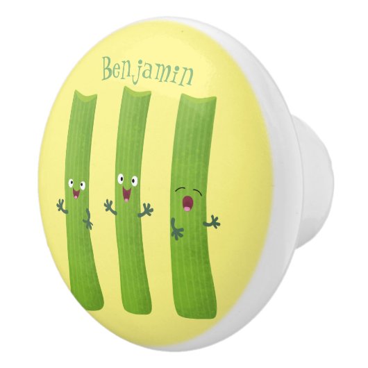 Snoepstokjes trio cartoon groenten keramische knop (Rechts)