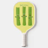 Snoepstokjes trio cartoon groenten pickleball paddle (Achterkant)