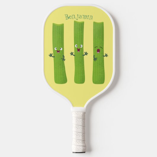 Snoepstokjes trio cartoon groenten pickleball paddle (Voorkant)