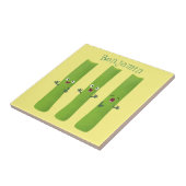 Snoepstokjes trio cartoon groenten tegeltje (Zijkant)