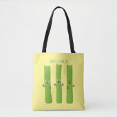 Snoepstokjes trio cartoon groenten tote bag (Voorkant)