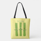 Snoepstokjes trio cartoon groenten tote bag (Achterkant)