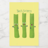 Snoepstokjes trio cartoon groenten voedselcontainer etiket (Enkel label)