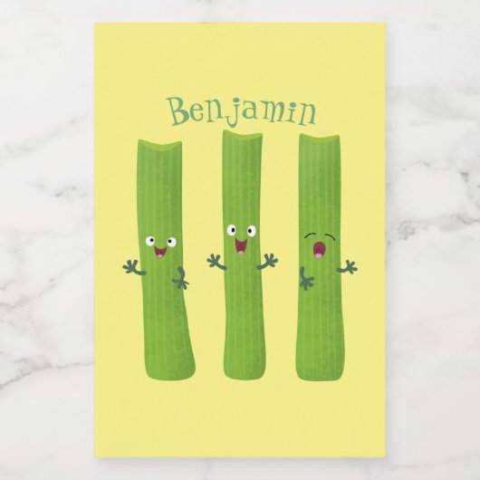 Snoepstokjes trio cartoon groenten voedselcontainer etiket (Enkel label)