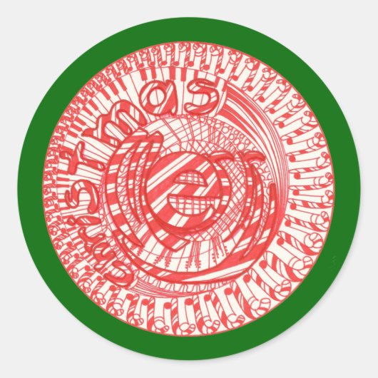 Snoepstokjes voor de zoete kerstbal ronde sticker (Voorkant)