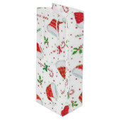 Snoepstokken en Kerstmannenhoeden Wijn Cadeautas (Voorkant Gekanteld)