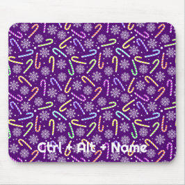  snoepstokken en sneeuwvlokken op Paarse Muismat