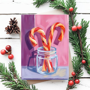 Snoepstokken   Oude Kerstmis Feestdagenkaart