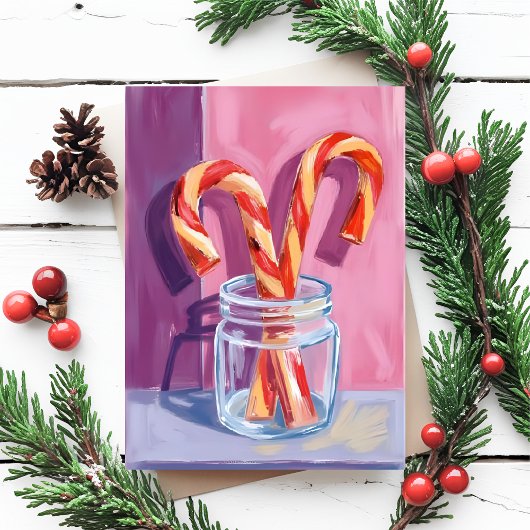 Snoepstokken | Oude Kerstmis Feestdagenkaart