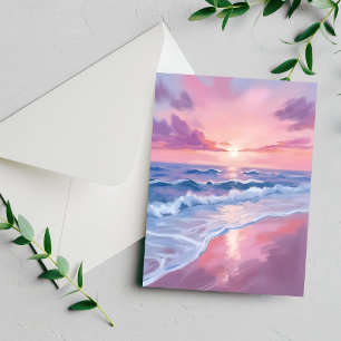 Snoepstrand Roze Oceaangolven Schilderen Kaart