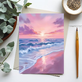 Snoepstrand | Roze Oceaangolven Schilderij Briefkaart