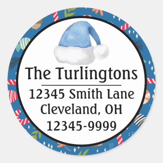 snoepsuikerriet en gevlekt kerstSnoep Ronde Sticker (Voorkant)