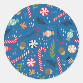 snoepsuikerriet en gevlekt kerstSnoep Ronde Sticker