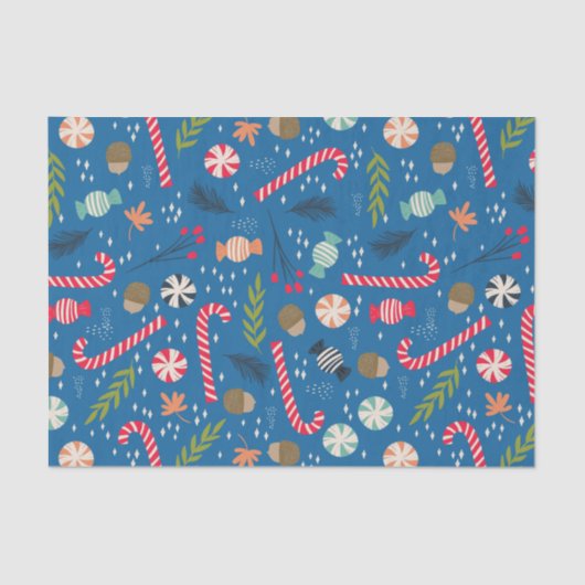 snoepsuikerriet en gevlekt kerstSnoep Tissuepapier (Voorkant)