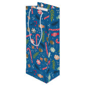 snoepsuikerriet en gevlekt kerstSnoep Wijn Cadeautas (Achterkant Gekanteld)