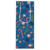 snoepsuikerriet en gevlekt kerstSnoep Wijn Cadeautas (Voorkant)