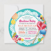 SNOEPWINKEL ROND Bat Mitzvah Uitnodiging (Voorkant)