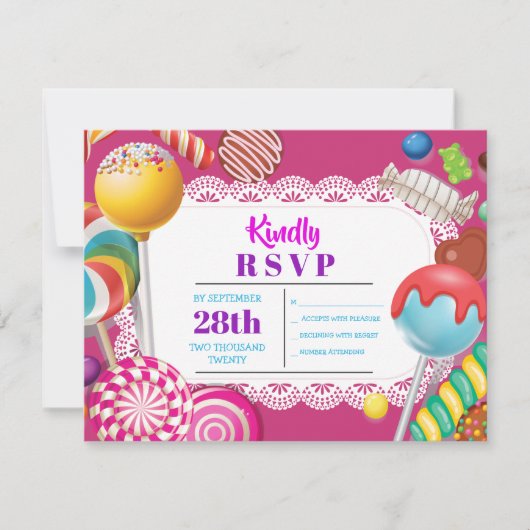 Snoepwinkel RSVP Bat Mitzvah Uitnodiging (Voorkant)